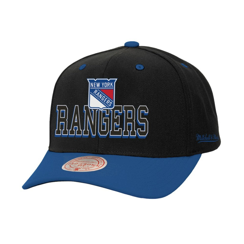 New York Rangers Mitchell & Ness Backside Script 2-Tone Pro Crown Adjustable Hat