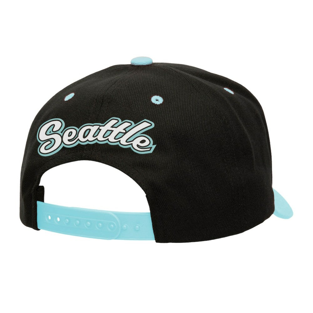 Seattle Kraken Mitchell & Ness Backside Script Two-Tone Pro Crown Adjustable Hat