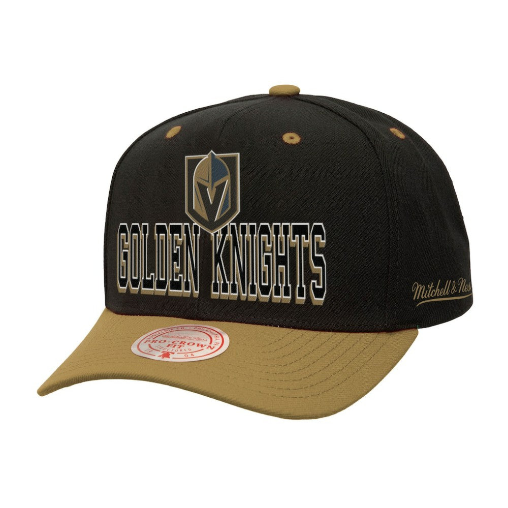 Vegas Golden Knights Mitchell & Ness Backside Script Two-Tone Pro Crown Adjustable Hat