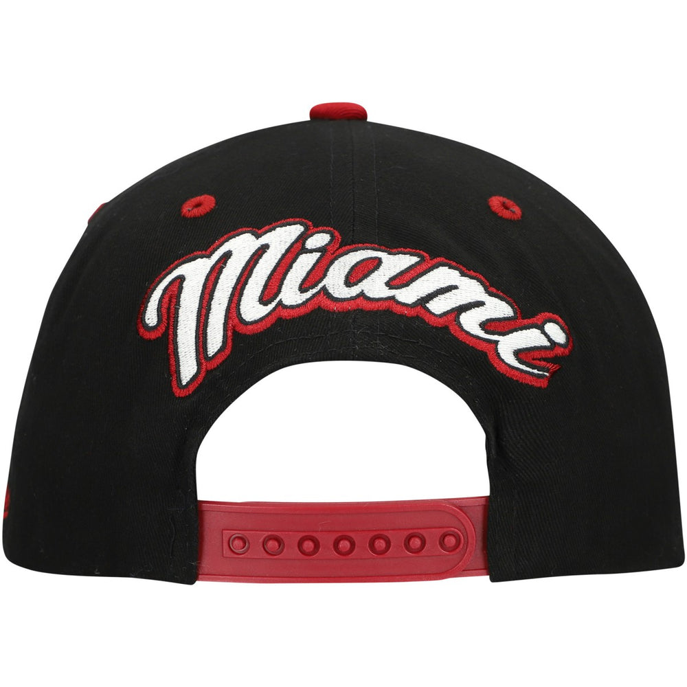 Miami Heat Backside Script Two-Tone Pro Crown Adjustable Hat - Black/Red | Mitchell & Ness shop