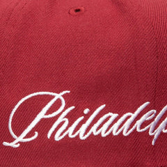 Philadelphia Phillies Just Don x MLB Lux Script Snapback Hat - Maroon | Mitchell & Ness