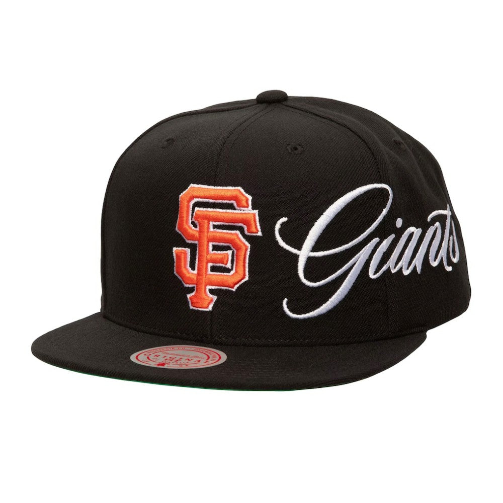 San Francisco Giants Just Don x MLB Lux Script Snapback Hat - Black | Mitchell & Ness