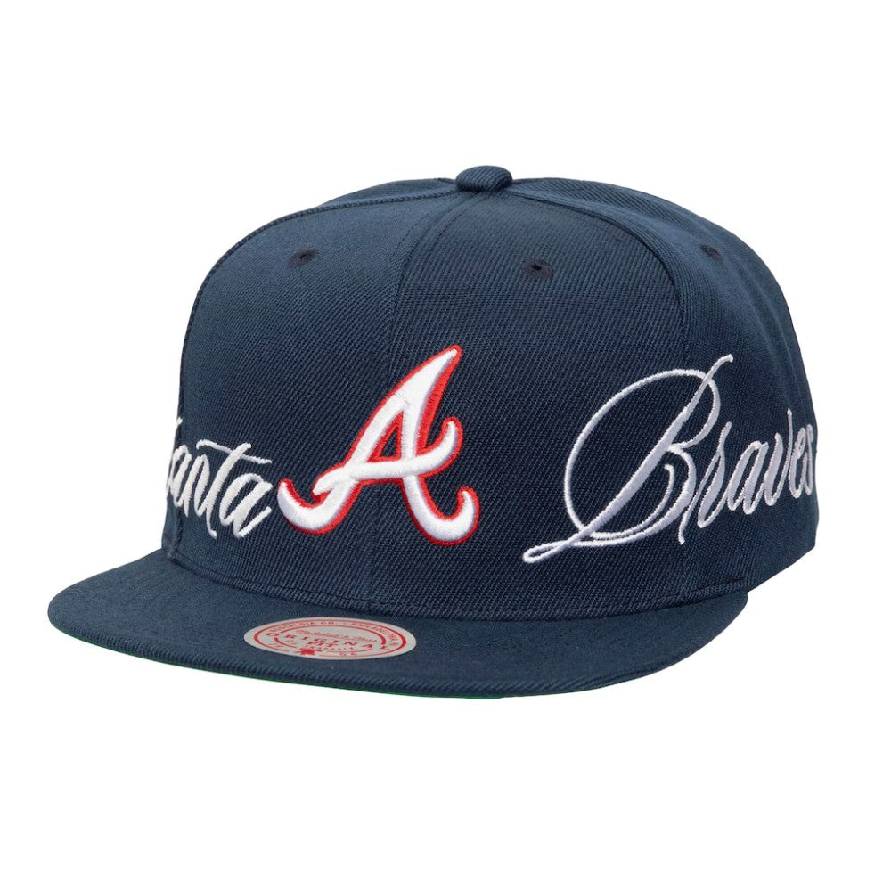 Atlanta Braves Just Don x MLB Lux Script Snapback Hat - Navy | Mitchell & Ness