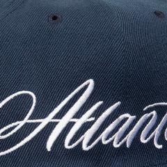 Atlanta Braves Just Don x MLB Lux Script Snapback Hat - Navy | Mitchell & Ness