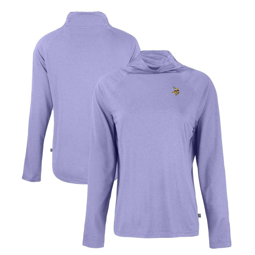 NFL Minnesota Vikings Cutter & Buck Women's Coastline Epic Comfort Eco Recycled Funnel Neck Raglan Pullover Sweatshirt