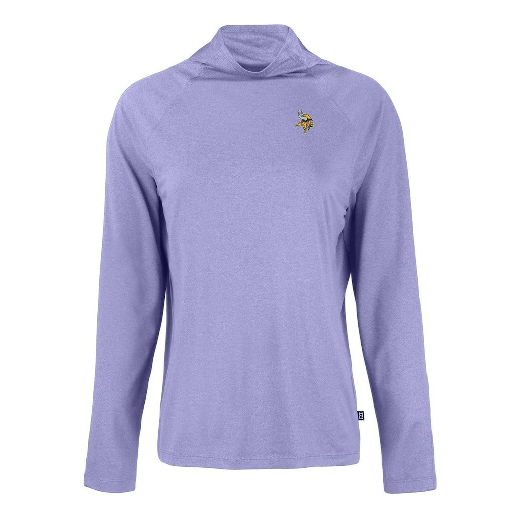 NFL Minnesota Vikings Cutter & Buck Women's Coastline Epic Comfort Eco Recycled Funnel Neck Raglan Pullover Sweatshirt