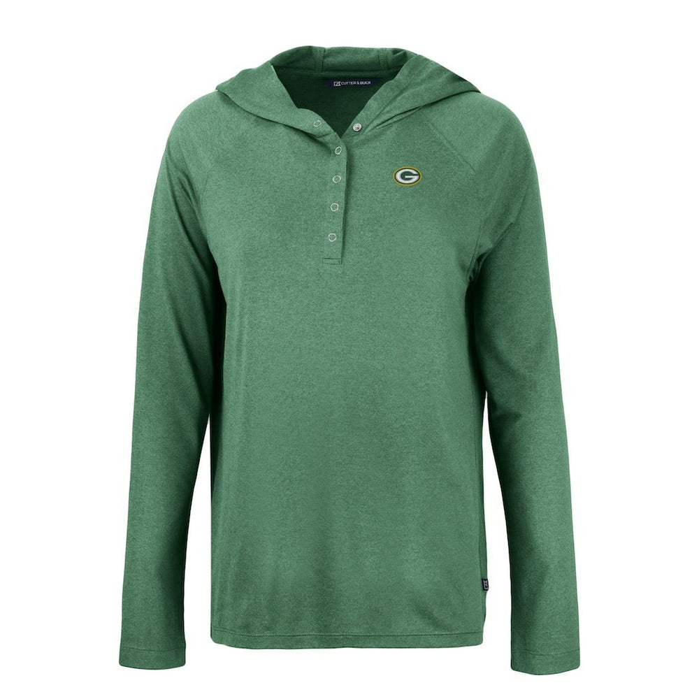 NFL Green Bay Packers Cutter & Buck Women's Coastline Epic Comfort Eco Recycled Raglan Pullover Hoodie