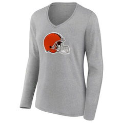 NFL Cleveland Browns Women's Primary Logo Long Sleeve V-Neck T-Shirt