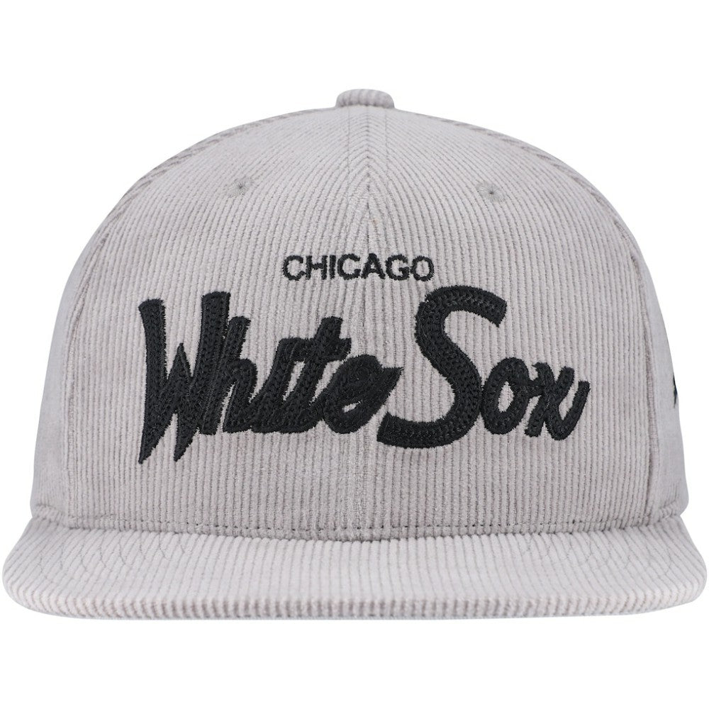 Chicago White Sox Male Adult Corduroy Snapback Hat - Gray | Mitchell & Ness