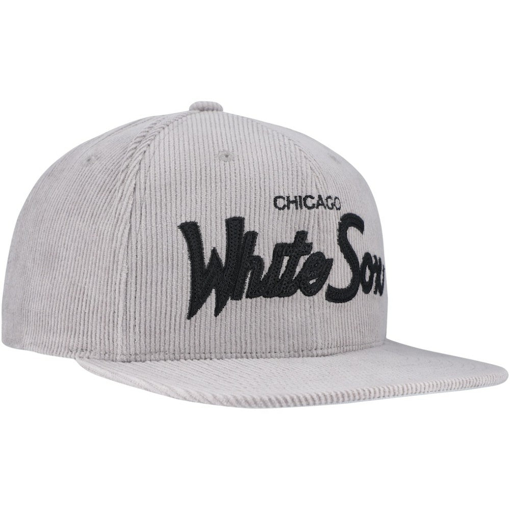 Chicago White Sox Male Adult Corduroy Snapback Hat - Gray | Mitchell & Ness