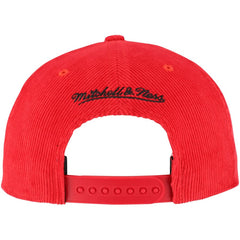 Chicago Cubs Male Adult Corduroy Snapback Hat - Red | Mitchell & Ness
