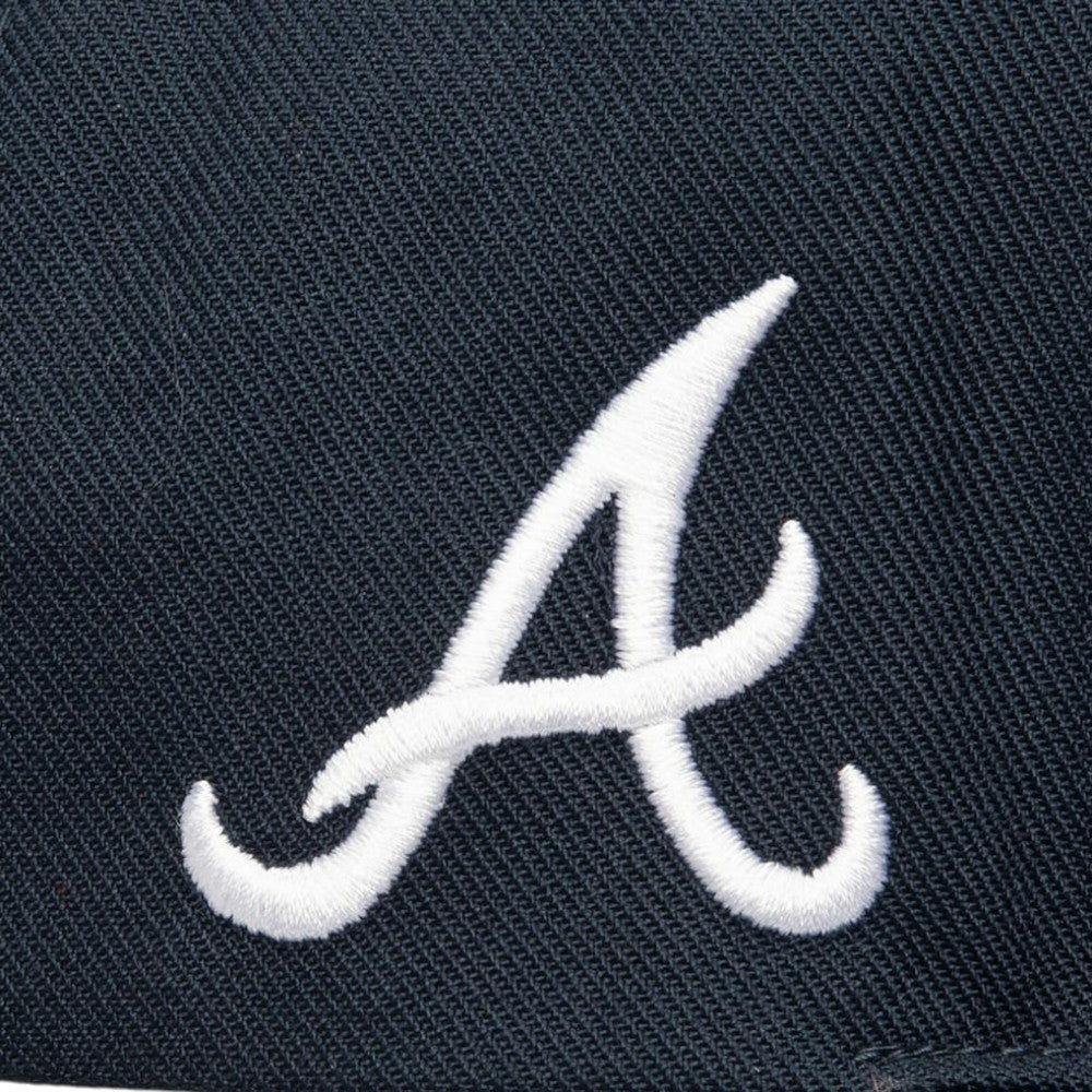 Atlanta Braves Double Up Snapback Hat - Navy | Mitchell & Ness
