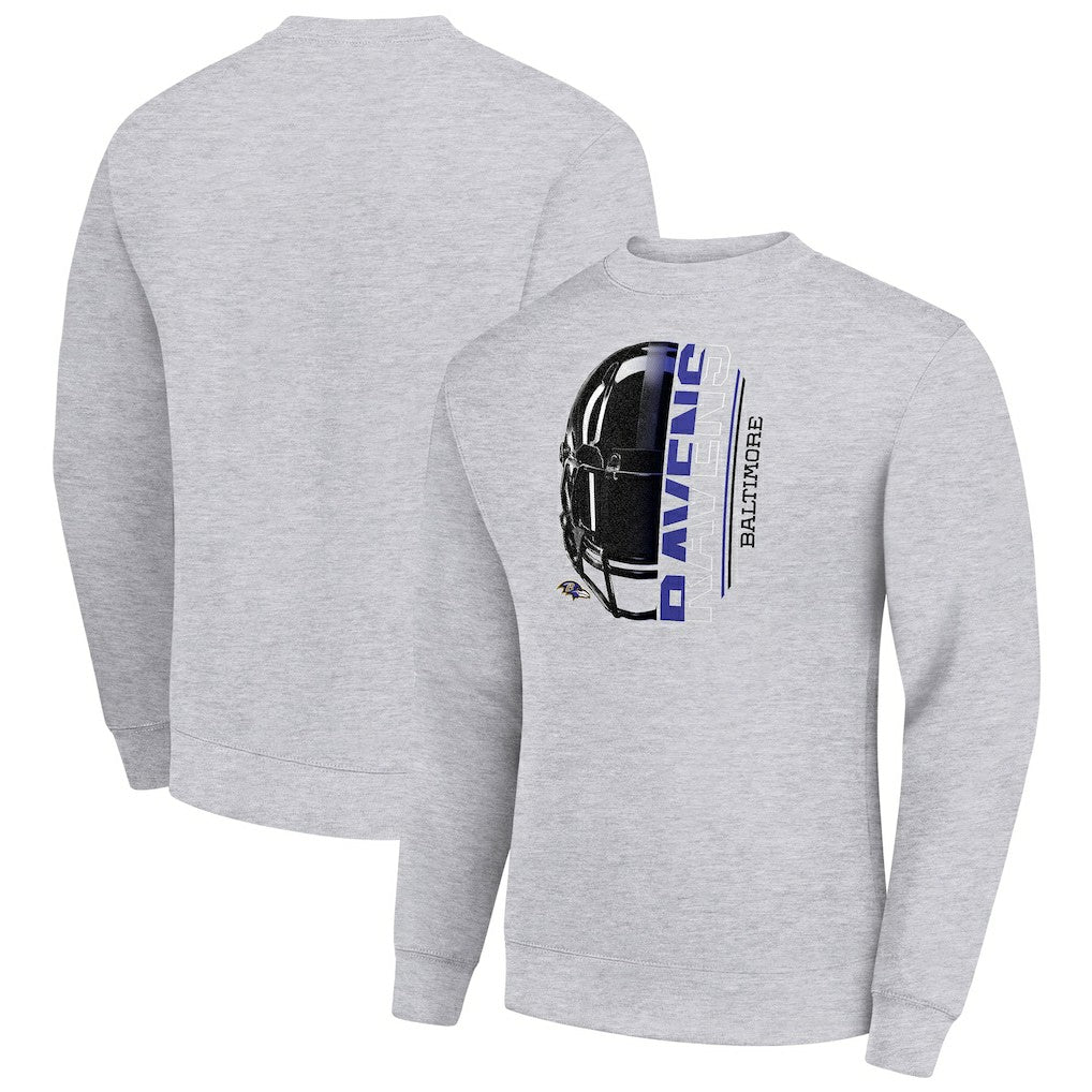 NFL Baltimore Ravens Starter Half Helmet Team Graphic Tri-Blend Fleece Pullover Sweatshirt
