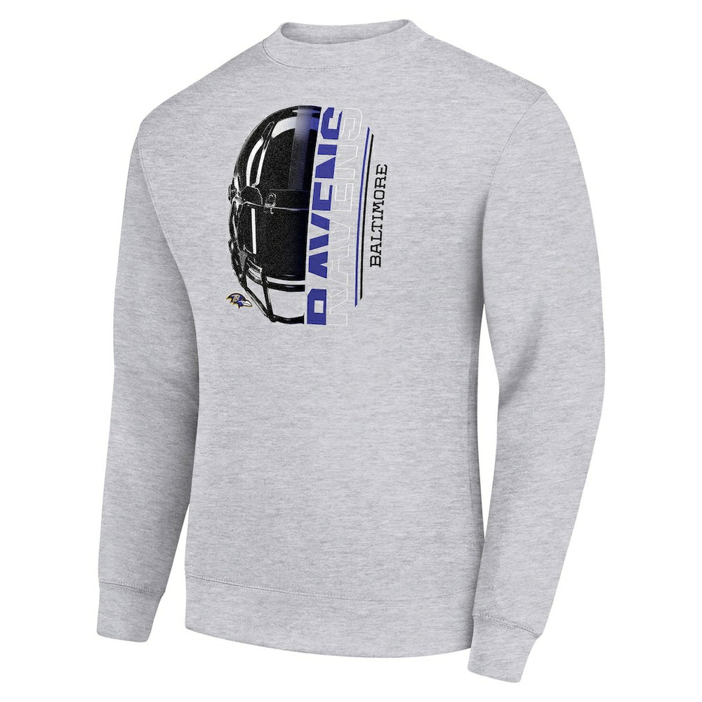 NFL Baltimore Ravens Starter Half Helmet Team Graphic Tri-Blend Fleece Pullover Sweatshirt