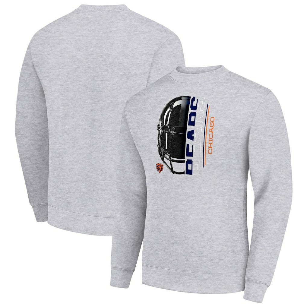 NFL Chicago Bears Starter Half Helmet Team Graphic Tri-Blend Fleece Pullover Sweatshirt