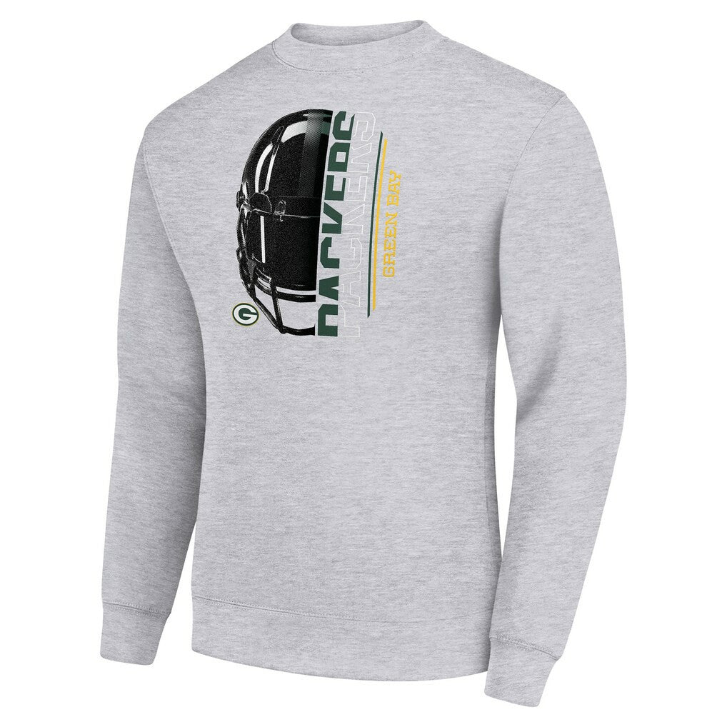 NFL Green Bay Packers Starter Half Helmet Team Graphic Tri-Blend Fleece Pullover Sweatshirt