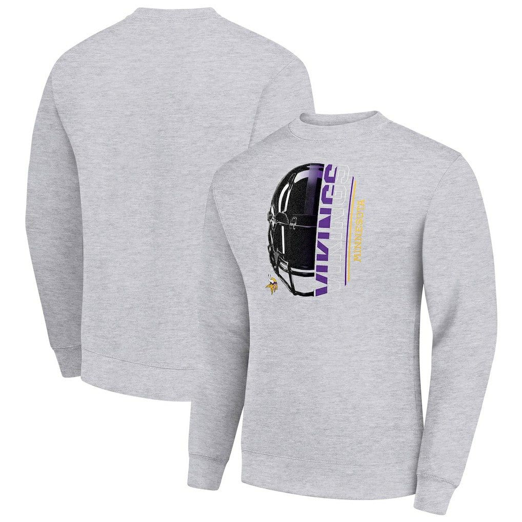 NFL Minnesota Vikings Starter Half Helmet Team Graphic Tri-Blend Fleece Pullover Sweatshirt