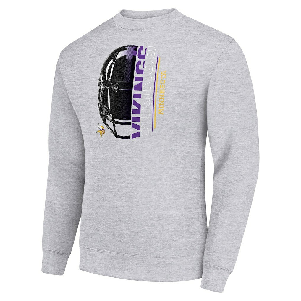 NFL Minnesota Vikings Starter Half Helmet Team Graphic Tri-Blend Fleece Pullover Sweatshirt