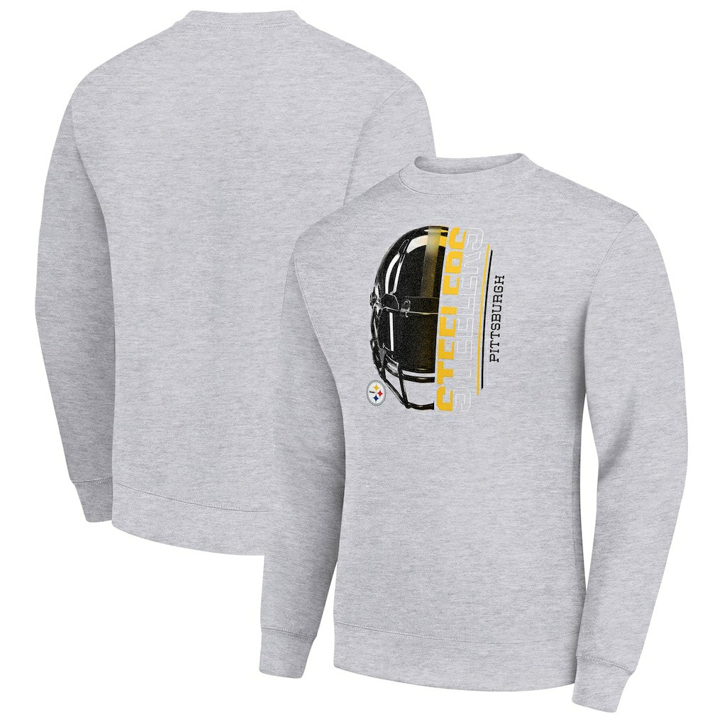 NFL Pittsburgh Steelers Starter Half Helmet Team Graphic Tri-Blend Fleece Pullover Sweatshirt