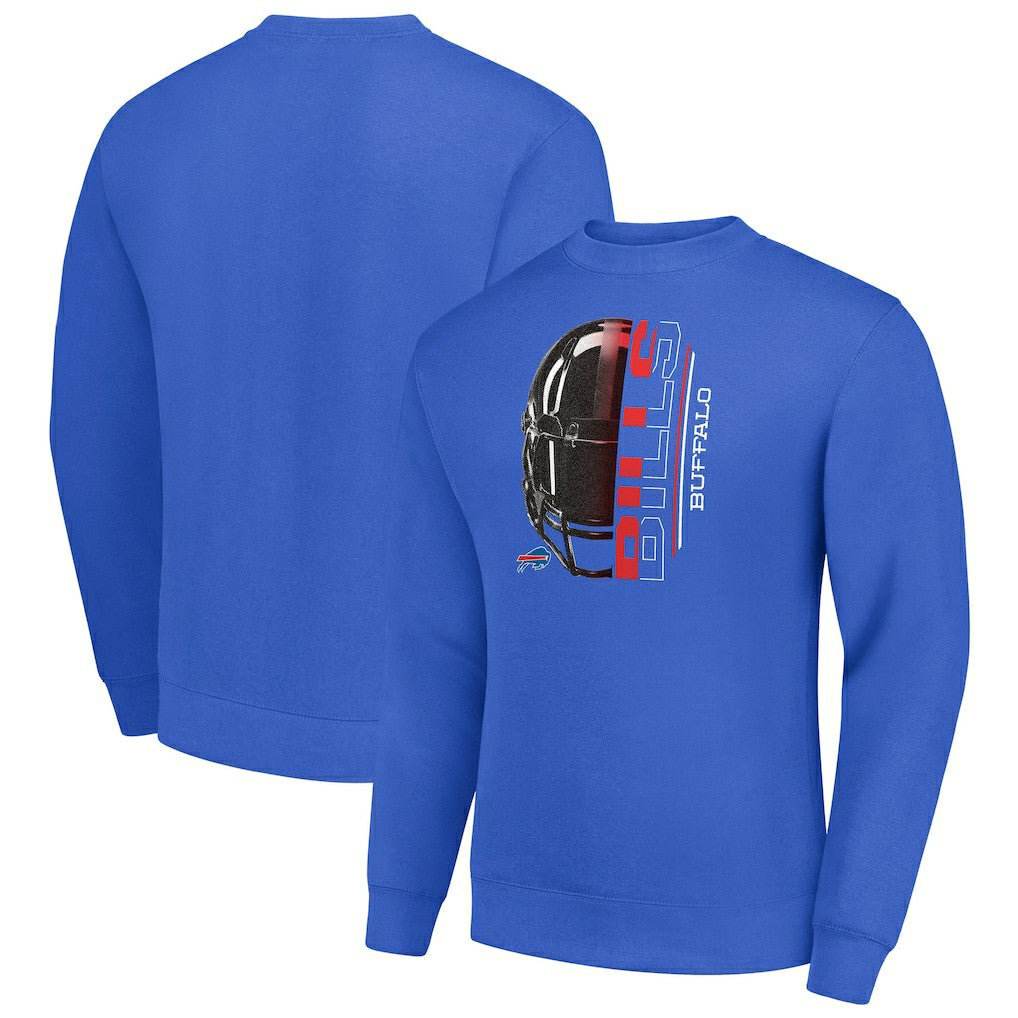 NFL Buffalo Bills Starter Half Helmet Team Graphic Tri-Blend Fleece Pullover Sweatshirt