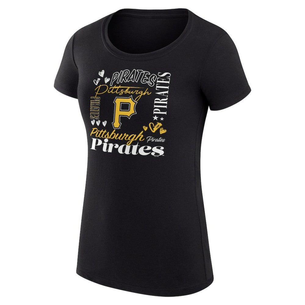 Pittsburgh Pirates G-III 4Her by Carl Banks Women's Super-Slim Fit Lightweight Collage Team Graphic Crew Neck T-Shirt - Black