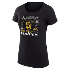 San Diego Padres G-III 4Her by Carl Banks Women's Super-Slim Fit Lightweight Collage Team Graphic Crew Neck T-Shirt - Black