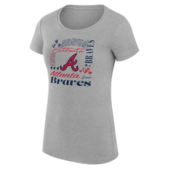 Atlanta Braves G-III 4Her by Carl Banks Women's Super-Slim Fit Lightweight Collage Team Graphic Crew Neck T-Shirt - Heather Gray