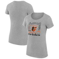 Baltimore Orioles G-III 4Her by Carl Banks Women's Super-Slim Fit Lightweight Collage Team Graphic Crew Neck T-Shirt - Heather Gray