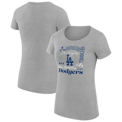 Los Angeles Dodgers G-III 4Her by Carl Banks Women's Super-Slim Fit Lightweight Collage Team Graphic Crew Neck T-Shirt - Heather Gray