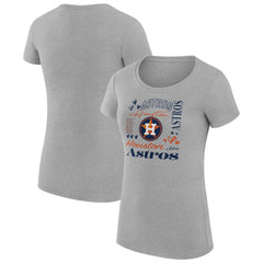 Houston Astros G-III 4Her by Carl Banks Women's Super-Slim Fit Lightweight Collage Team Graphic Crew Neck T-Shirt - Heather Gray
