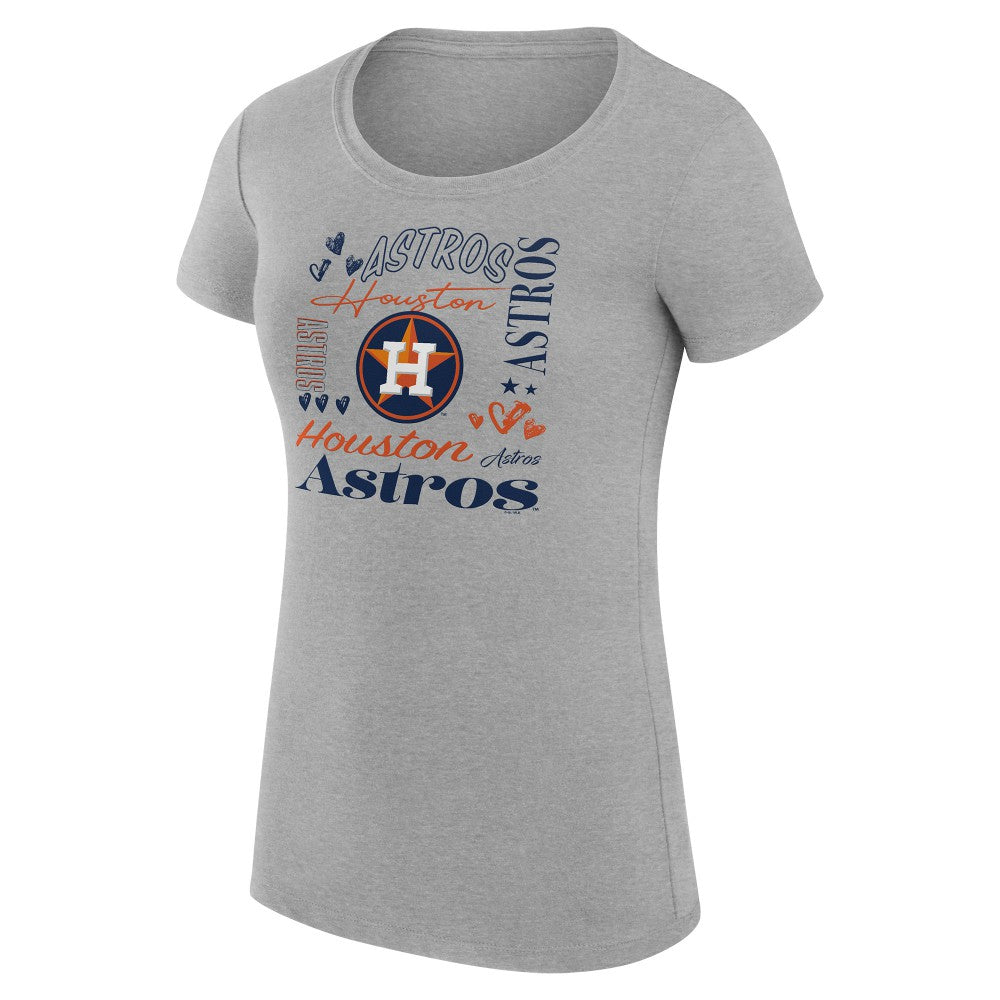 Houston Astros G-III 4Her by Carl Banks Women's Super-Slim Fit Lightweight Collage Team Graphic Crew Neck T-Shirt - Heather Gray