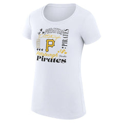 Pittsburgh Pirates G-III 4Her by Carl Banks Women's Super-Slim Fit Lightweight Collage Team Graphic Crew Neck T-Shirt - White