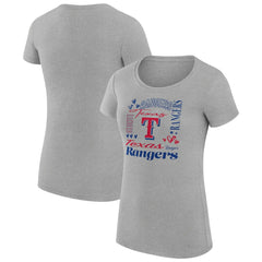 Texas Rangers G-III 4Her by Carl Banks Women's Super-Slim Fit Lightweight Collage Team Graphic Crew Neck T-Shirt - Heather Gray