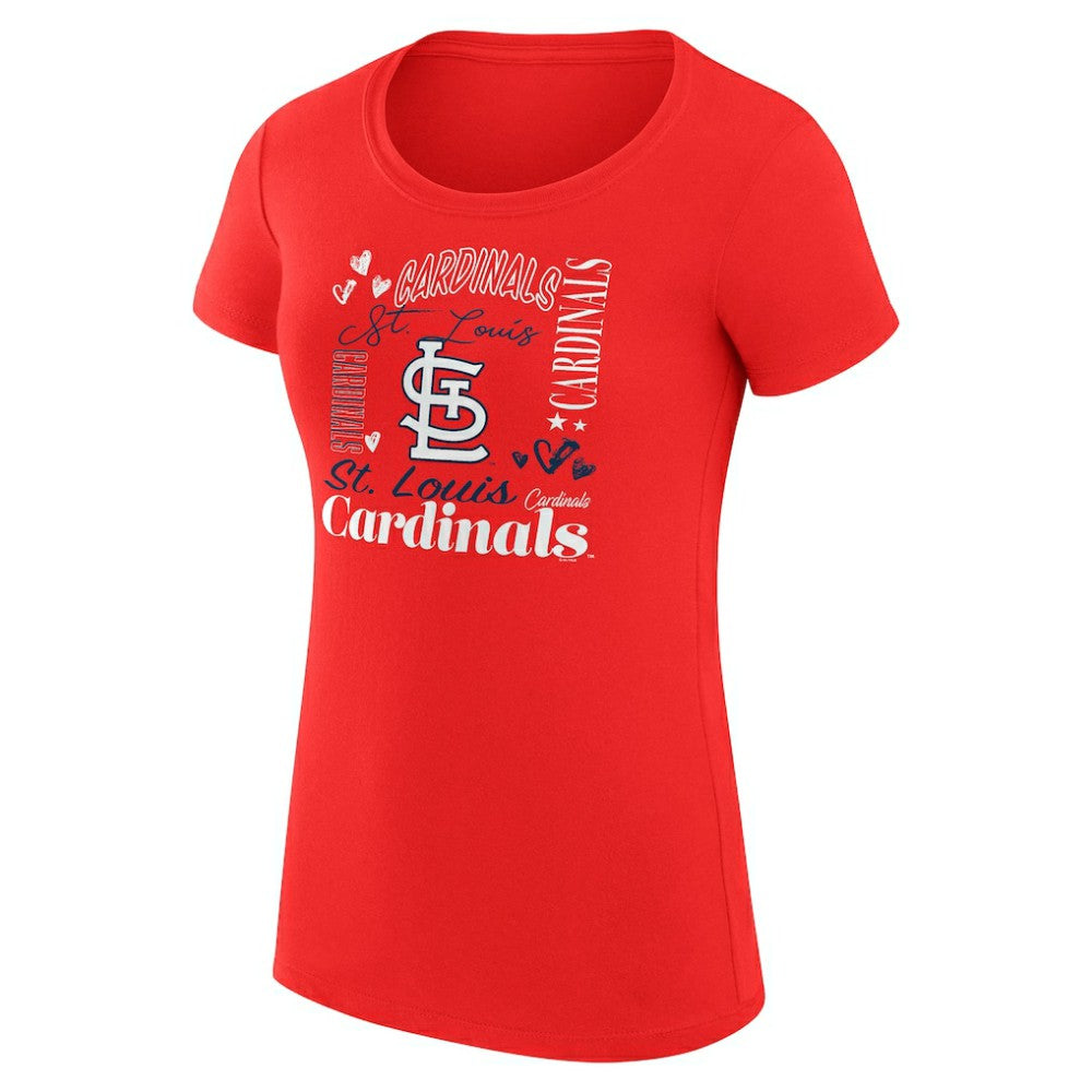 St. Louis Cardinals G-III 4Her by Carl Banks Women's Super-Slim Fit Lightweight Collage Team Graphic Crew Neck T-Shirt - Red