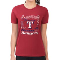 Texas Rangers G-III 4Her by Carl Banks Women's Super-Slim Fit Lightweight Collage Team Graphic Crew Neck T-Shirt - Red