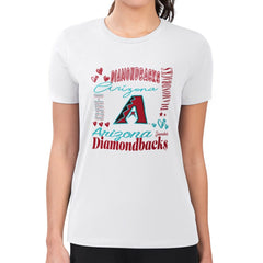 Arizona Diamondbacks G-III 4Her by Carl Banks Women's Super-Slim Fit Lightweight Collage Team Graphic Crew Neck T-Shirt - White