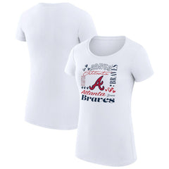 Atlanta Braves G-III 4Her by Carl Banks Women's Super-Slim Fit Lightweight Collage Team Graphic Crew Neck T-Shirt - White