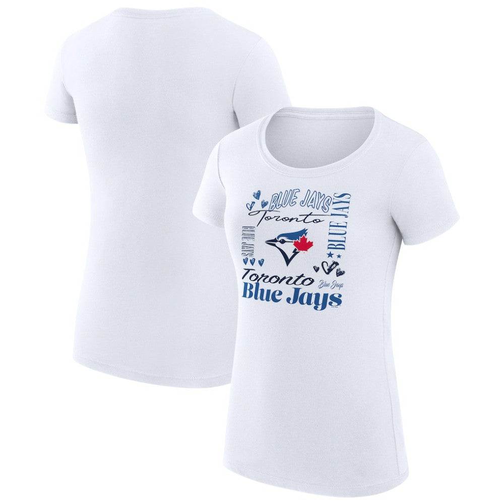 Toronto Blue Jays G-III 4Her by Carl Banks Women's Super-Slim Fit Lightweight Collage Team Graphic Crew Neck T-Shirt - White