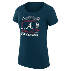 Atlanta Braves G-III 4Her by Carl Banks Women's Super-Slim Fit Lightweight Collage Team Graphic Crew Neck T-Shirt - Navy