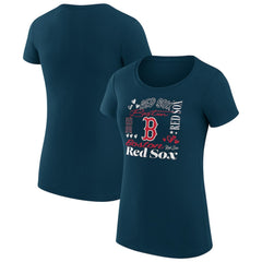 Boston Red Sox G-III 4Her by Carl Banks Women's Super-Slim Fit Lightweight Collage Team Graphic Crew Neck T-Shirt - Navy