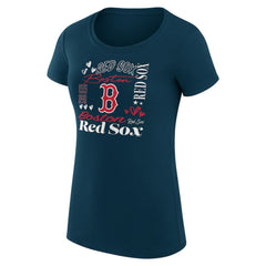 Boston Red Sox G-III 4Her by Carl Banks Women's Super-Slim Fit Lightweight Collage Team Graphic Crew Neck T-Shirt - Navy