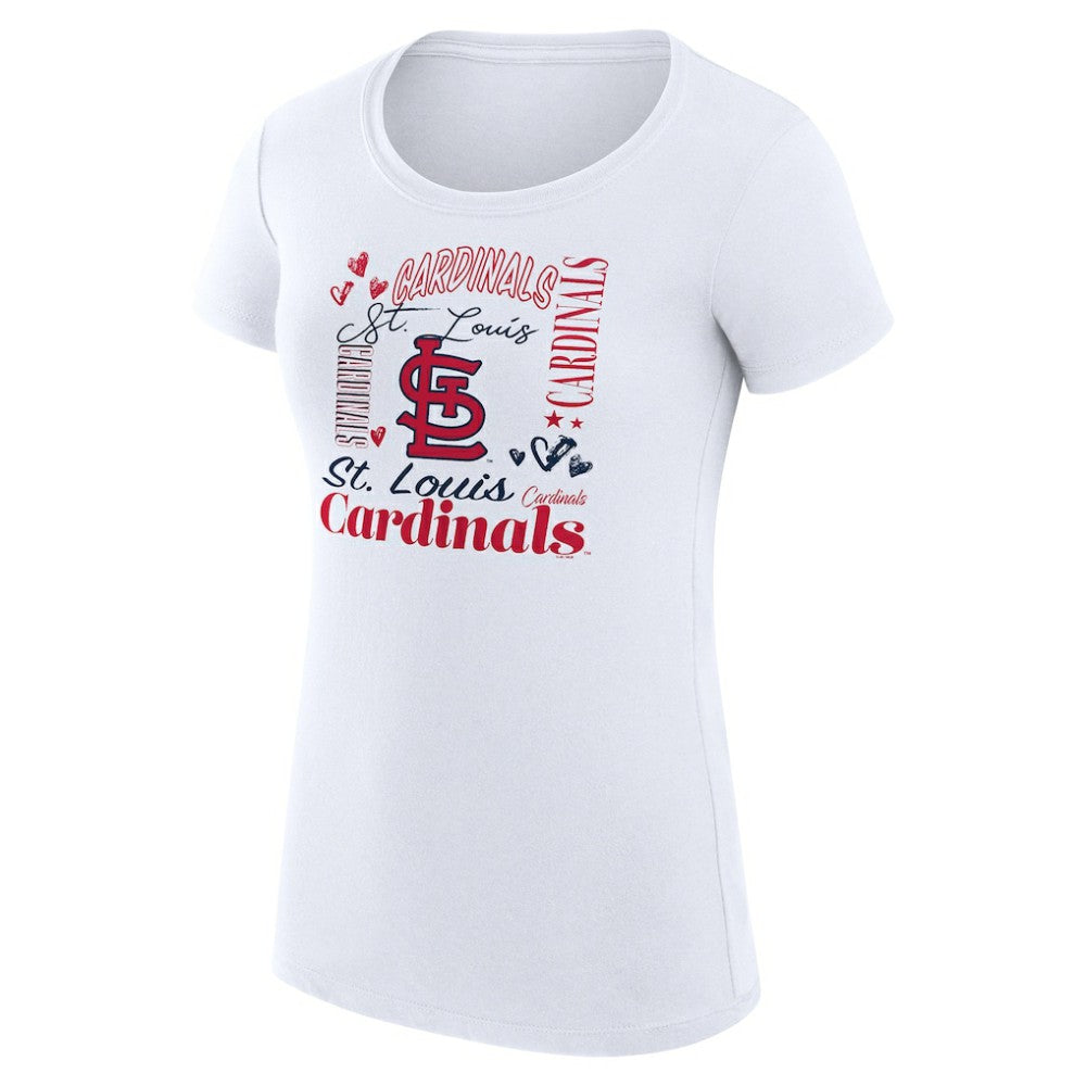 St. Louis Cardinals G-III 4Her by Carl Banks Women's Super-Slim Fit Lightweight Collage Team Graphic Crew Neck T-Shirt - White