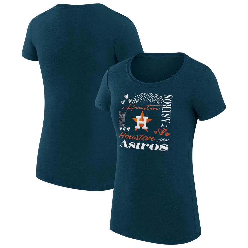 Houston Astros G-III 4Her by Carl Banks Women's Super-Slim Fit Lightweight Collage Team Graphic Crew Neck T-Shirt - Navy