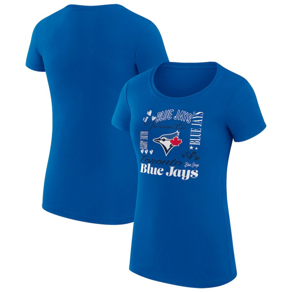 Toronto Blue Jays G-III 4Her by Carl Banks Women's Super-Slim Fit Lightweight Collage Team Graphic Crew Neck T-Shirt - Royal