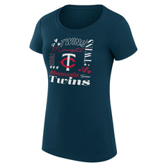 Minnesota Twins G-III 4Her by Carl Banks Women's Super-Slim Fit Lightweight Collage Team Graphic Crew Neck T-Shirt - Navy