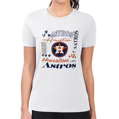 Houston Astros G-III 4Her by Carl Banks Women's Super-Slim Fit Lightweight Collage Team Graphic Crew Neck T-Shirt - White