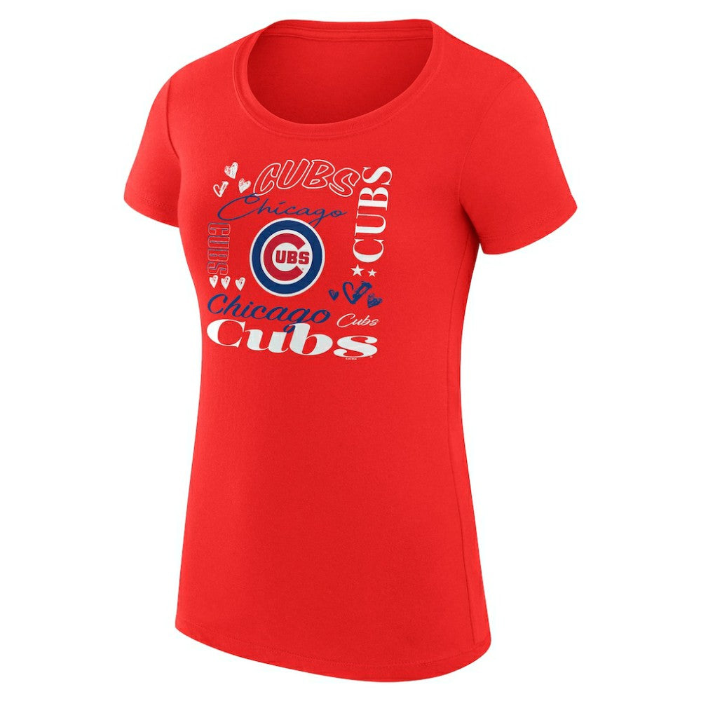 Chicago Cubs G-III 4Her by Carl Banks Women's Super-Slim Fit Lightweight Collage Team Graphic Crew Neck T-Shirt - Red
