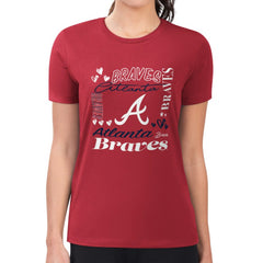 Atlanta Braves G-III 4Her by Carl Banks Women's Super-Slim Fit Lightweight Collage Team Graphic Crew Neck T-Shirt - Red