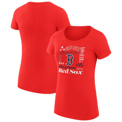 Boston Red Sox G-III 4Her by Carl Banks Women's Super-Slim Fit Lightweight Collage Team Graphic Crew Neck T-Shirt - Red