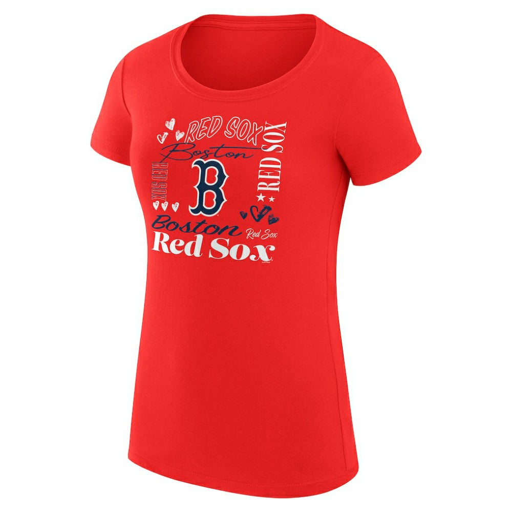 Boston Red Sox G-III 4Her by Carl Banks Women's Super-Slim Fit Lightweight Collage Team Graphic Crew Neck T-Shirt - Red